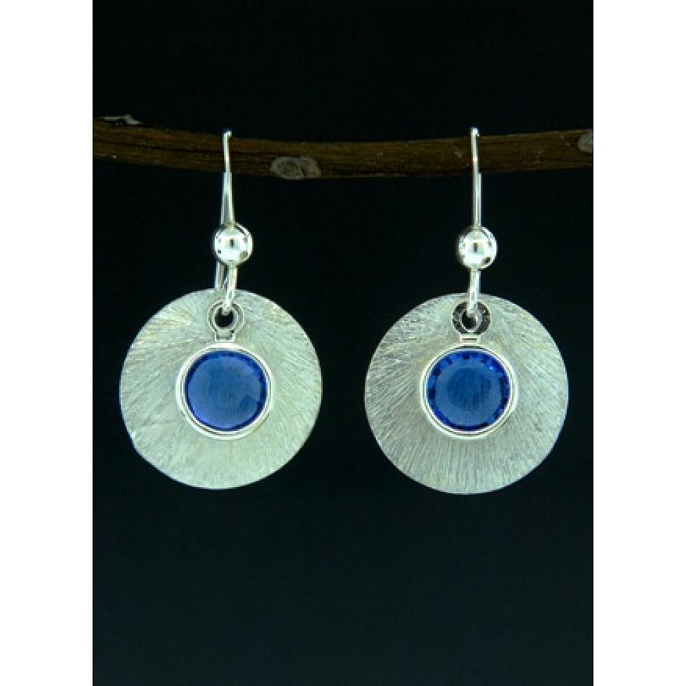 Brushed Crystal Reflections Earrings-Sapphire