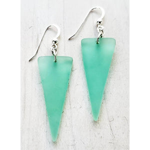 Cultured Sea Glass Shield Earring -Autumn Green
