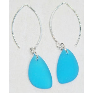 Cultured Sea Glass Marquis Sea Pebble Earring -Pacific Blue
