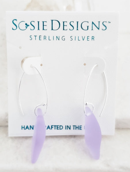 Cultured Sea Glass Earring - Periwinkle