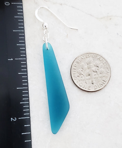 Cultured Sea Glass Paddle Earring -Teal