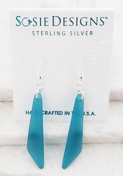 Cultured Sea Glass Paddle Earring -Teal