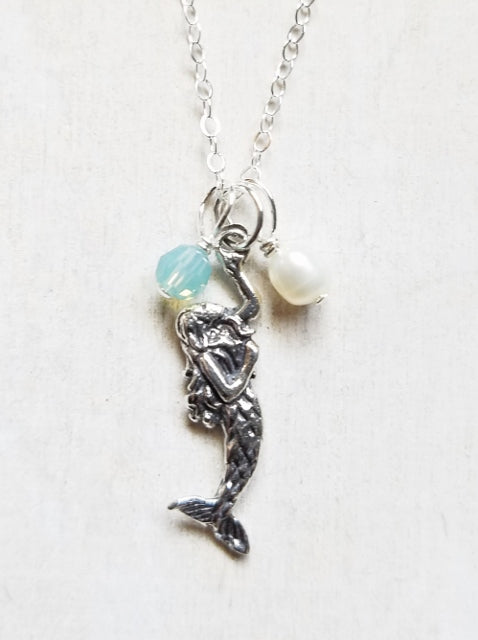 Mermaid Necklace w/ Freshwater Pearl & Pacific Opal