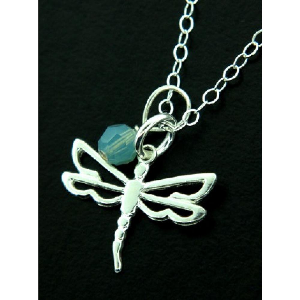 Dragonfly Open Work Necklace W/Opal