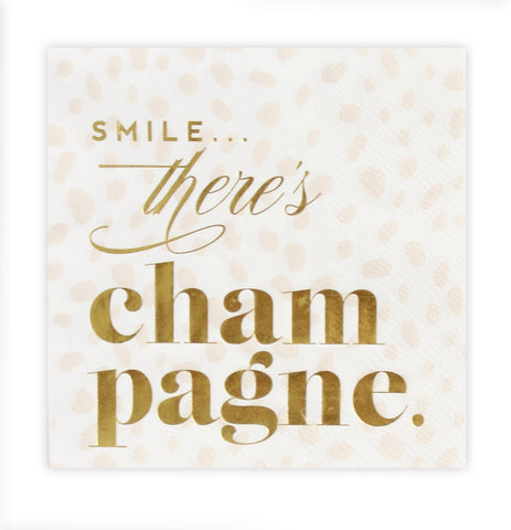 Smile There's Champagne, Spotted Cocktail Party Napkins - Organic Boutique