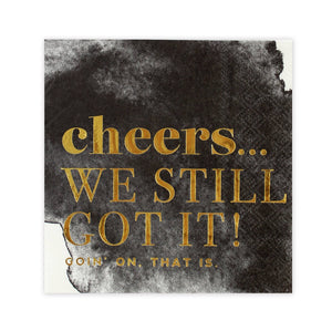 Cheers! Black & White Watercolor Cocktail Party Napkins - Organic Boutique