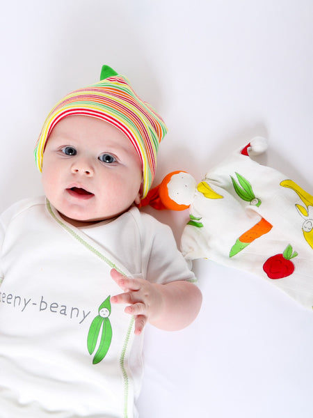 Apple Veggie Stripe Baby Beanie - Organic Boutique