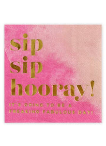 Sip Sip Hooray Cocktail Party Napkin - Bright Pink Napkin - Organic Boutique