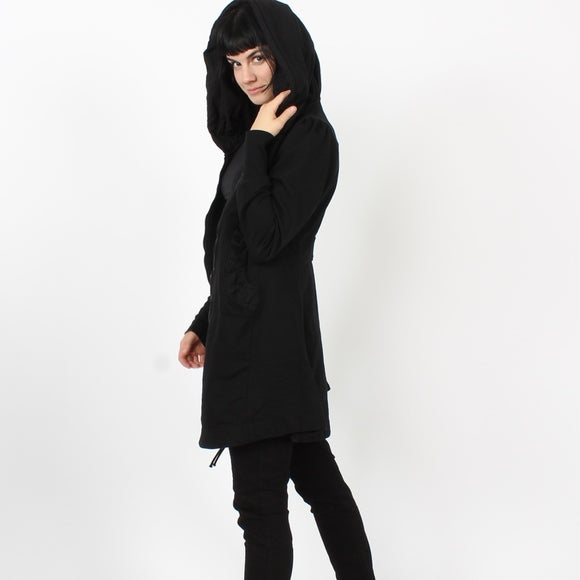 Long Cloak Hoodie - Black - Organic Boutique
